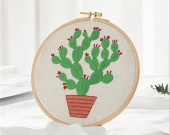 Plants Embroidery Kit For Beginner | Modern Embroidery Kit For Gift | Hand Plants Embroidery Full Kit For Her | DIY Craft Cross Stitch Kit