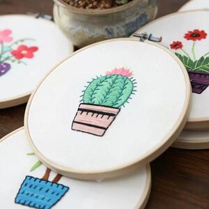 Plants Embroidery Kit For Beginner | Modern Embroidery Kit For Gift | Hand Plants Embroidery Full Kit For Her | DIY Craft Cross Stitch Kit