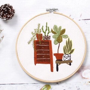 Plants Embroidery Kit For Beginner | Modern Embroidery Kit For Gift | Hand Plants Embroidery Full Kit For Her | DIY Craft Cross Stitch Kit