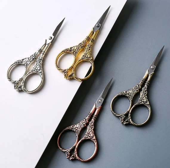 Floral Embroidery Thread Scissors for Crafting Vintage Ripple Handle  Decorative Sewing Scissors Floral Vintage Style Tailors Scissors 