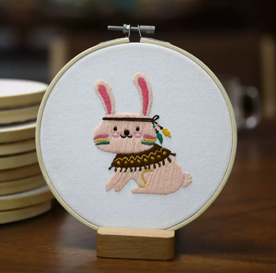 Rabbit Embroidery Kit for Beginner Modern Embroidery Kit for Gift Hand