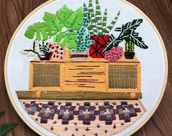 Plants Embroidery Kit For Beginner | Modern Embroidery Kit For Gift | Hand Plants Embroidery Full Kit For Her | DIY Craft Cross Stitch Kit