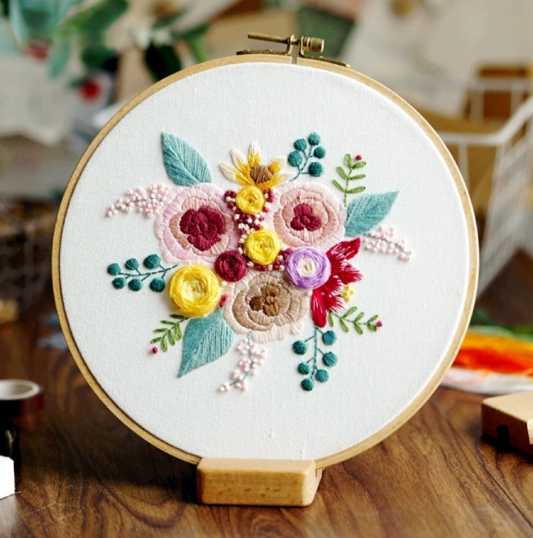 Embroidery Kit Floral Pattern Floral Kit DIY Floral Embroidery How to  Beginner Level Intermediate Level Patterns and How To 