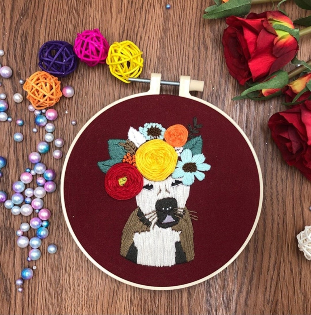 Dog Embroidery Kit for Beginner Modern Embroidery Kit for Etsy