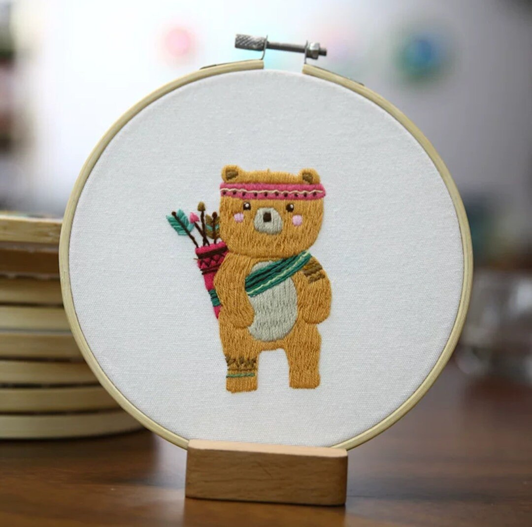 Bear Embroidery Kit for Beginner Modern Embroidery Kit for Etsy