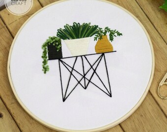 Plants Embroidery Kit For Beginner | Modern Embroidery Kit For Gift | Hand Plants Embroidery Full Kit For Her | DIY Craft Cross Stitch Kit