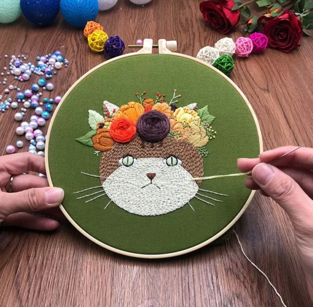 Cat Embroidery Kit for Beginner Modern Embroidery Kit for Gift Hand