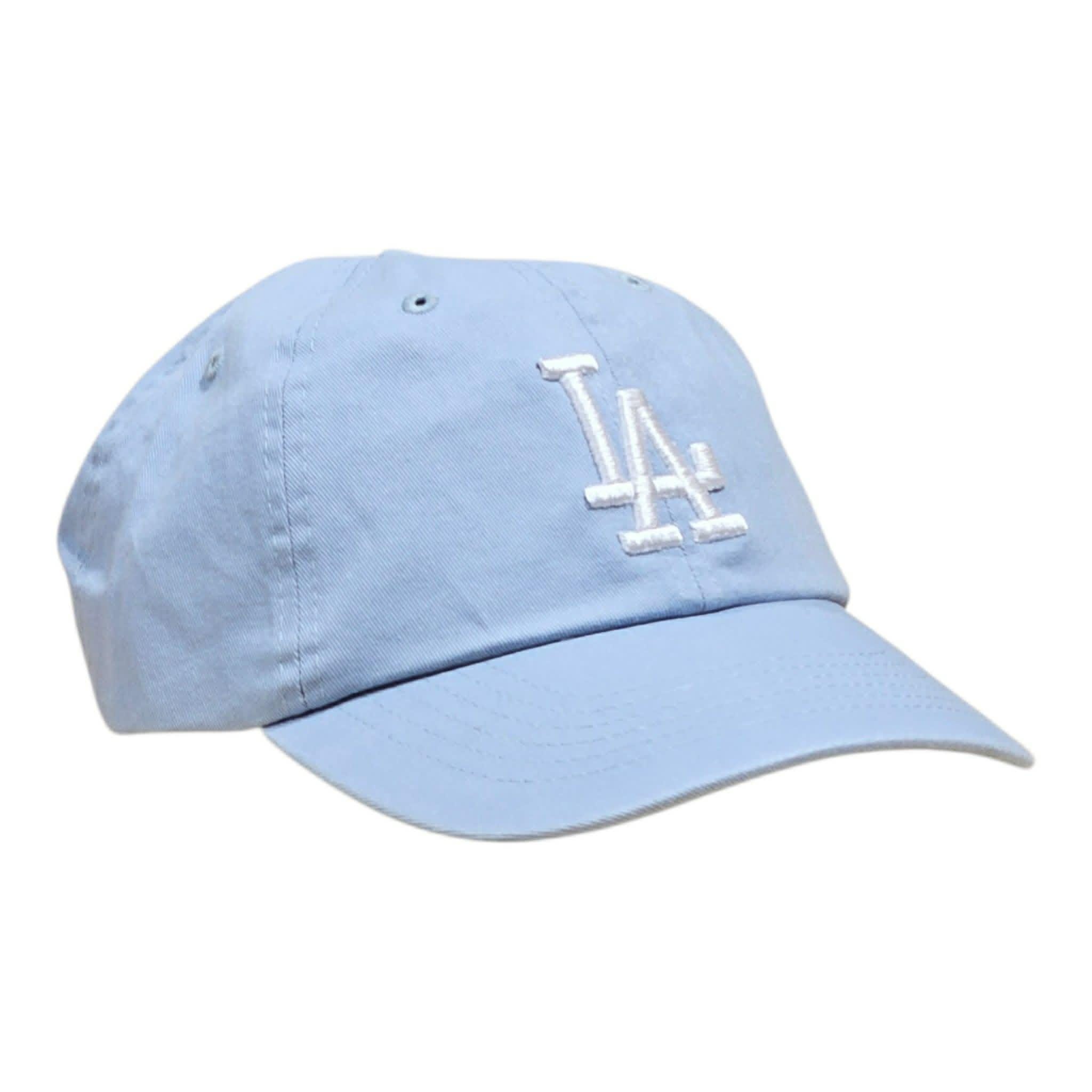 Sky Blue Dad Hat, White 3D Embroidered LA Style Design Baseball