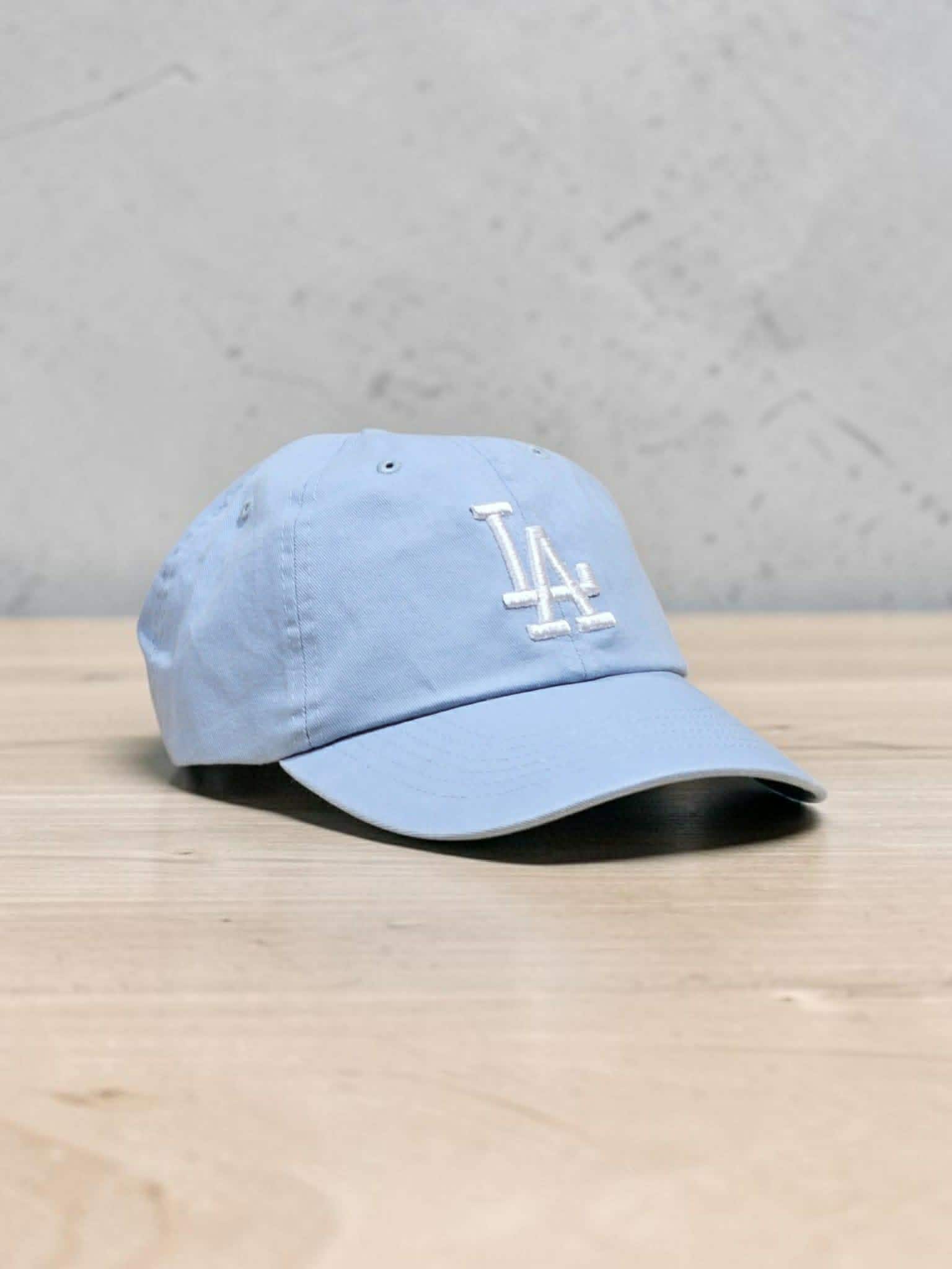 Sky Blue Dad Hat, White 3D Embroidered LA Style Design Baseball