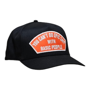 Zwarte snapback-hoed, oranje geborduurde patch, sarcastische pet voor volwassenen