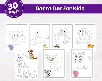 Dot to Dot Printable Workbook | Kids Activity Pages (Digital Download)