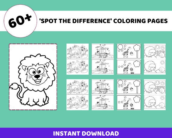 Spot the Difference Printable Activity Pages | Kid's Puzzle Games (Digital Download)