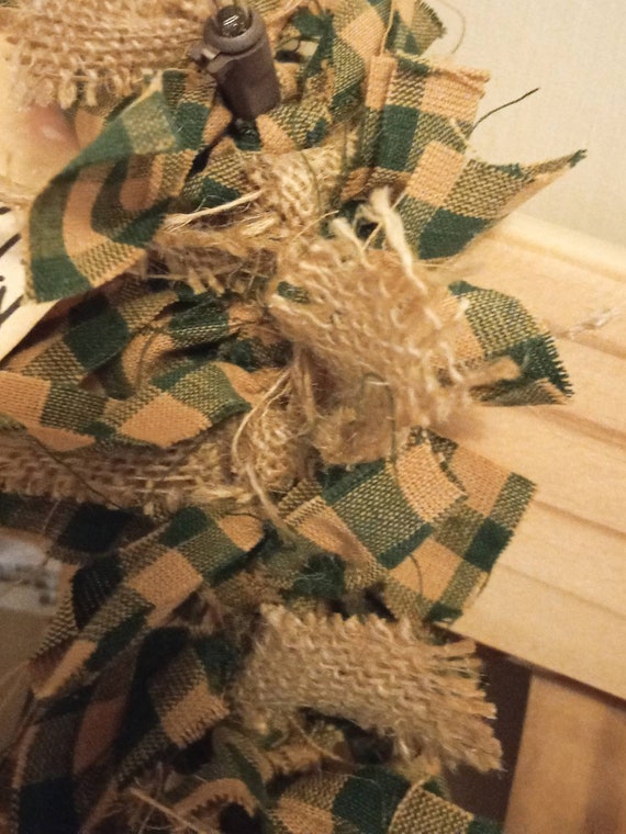 Primitive Farmhouse Rustic Country Ragged Burlap Garland with Loops NEW  Primitive Decor Beautiful
