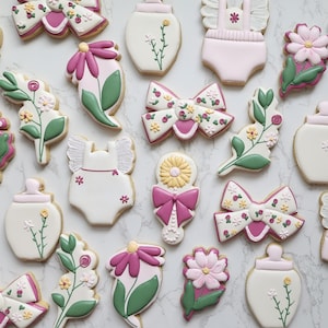 Baby in Bloom - Baby Shower Sugar Cookies - Custom Sugar Cookies -