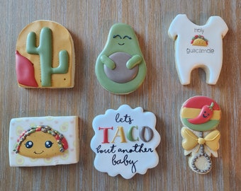 Taco Bout a baby Theme - Baby Shower Sugar Cookies - Custom Sugar Cookies -