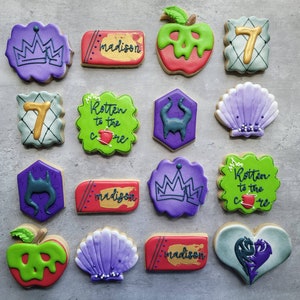 Character Birthday Sugar Cookies - Descendants Cookies - Custom Sugar Cookies