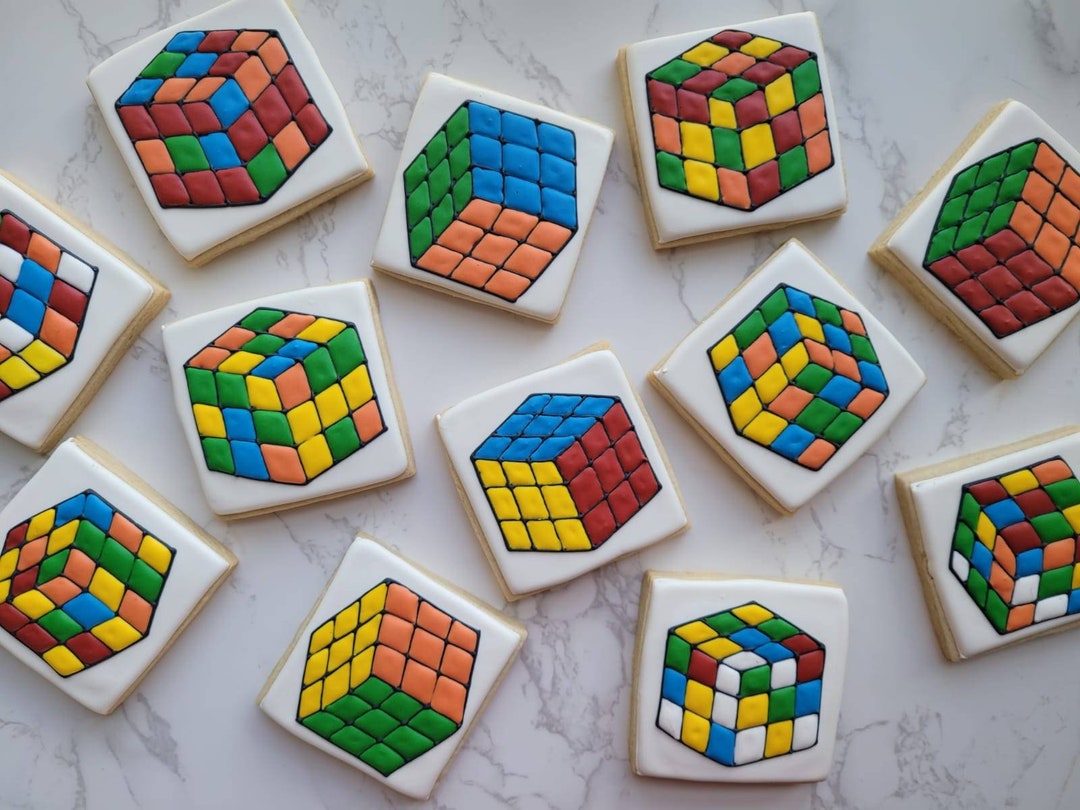 Rubik's Cube Theme Birthday Sugar Cookies Custom Sugar Cookies Etsy