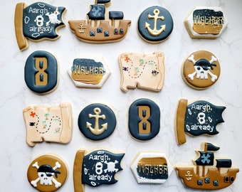 Pirate Theme - Birthday Sugar Cookies - Custom Sugar Cookies