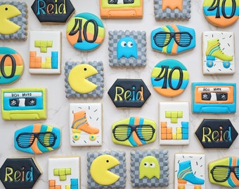 80&#39;s Theme - Birthday Sugar Cookies - Custom Sugar Cookies