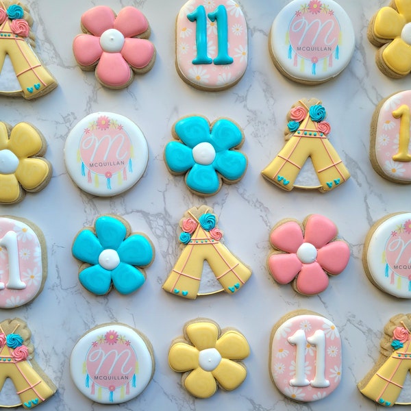 Teepee Birthday Sugar Cookies - Custom Sugar Cookies