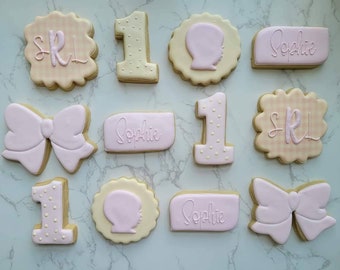 Bow Theme - Birthday Sugar Cookies - Custom Sugar Cookies