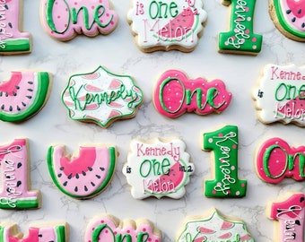 Watermelon Theme - Birthday Sugar Cookies - Custom Sugar Cookies