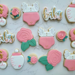 Floral Theme - Baby Shower Sugar Cookies - Custom Sugar Cookies -