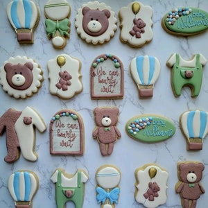 We Can Bearly Wait Theme - Baby Shower Sugar Cookies - Custom Sugar Cookies