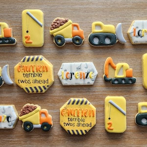 Construction Theme - Birthday Sugar Cookies - Custom Sugar Cookies