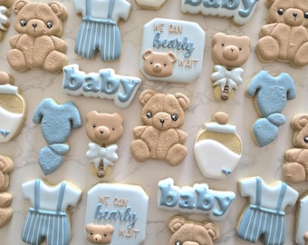 Bear Theme - Baby Shower Sugar Cookies - Custom Sugar Cookies -