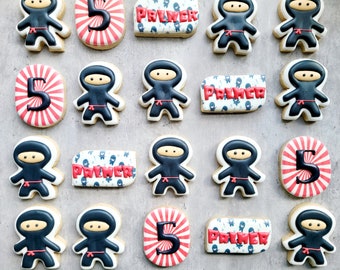 Ninja Theme - Birthday Sugar Cookies - Custom Sugar Cookies