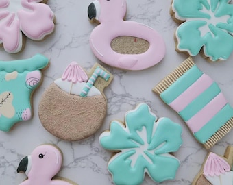 Pool Party Theme - Birthday Sugar Cookies - Custom Sugar Cookies