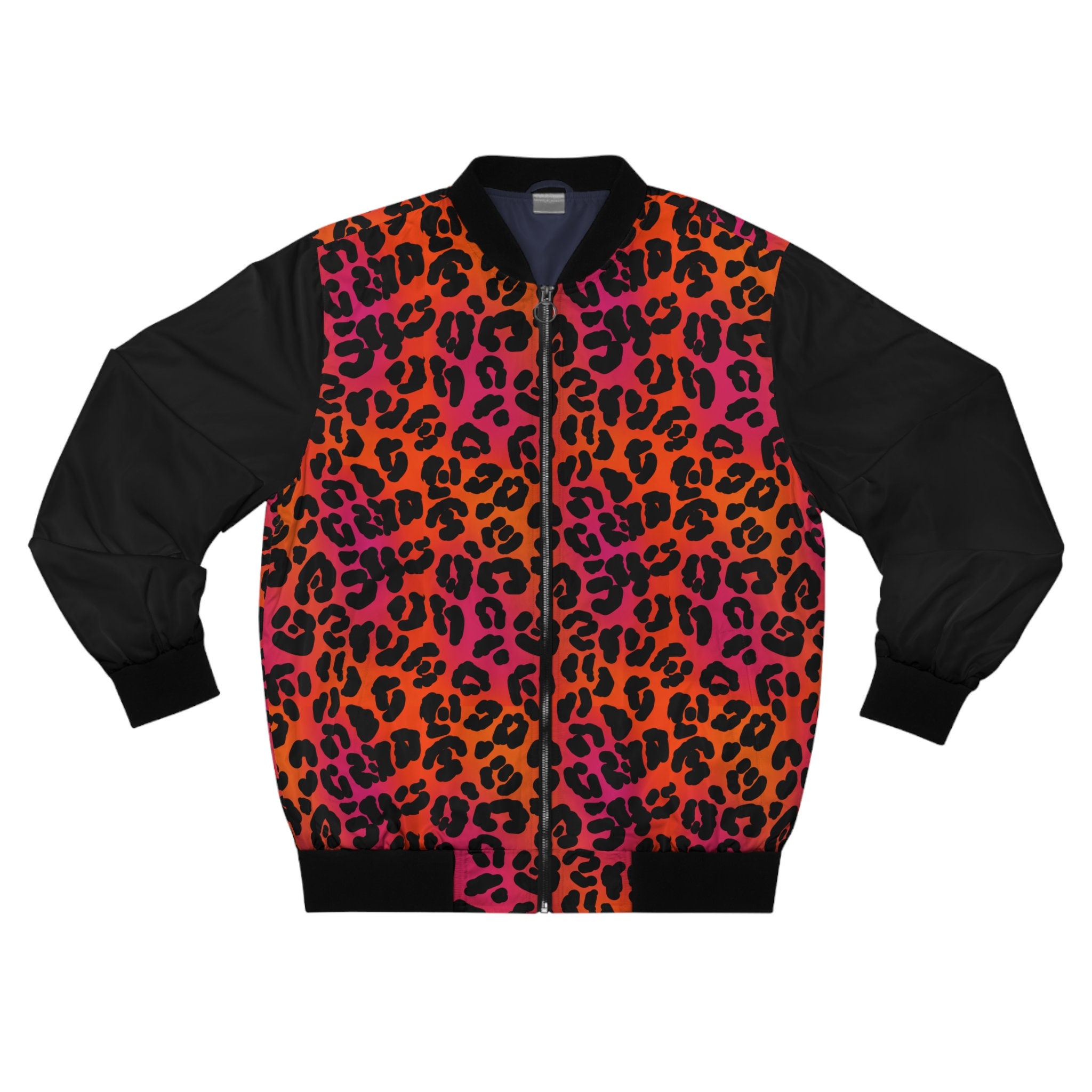 Red Leopard Mens Leopard Print Bomber Jacket Burgundy Leopard
