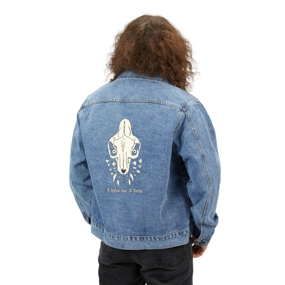 Bite Pattern Denim Jacket (jaguar+text) - Etsy