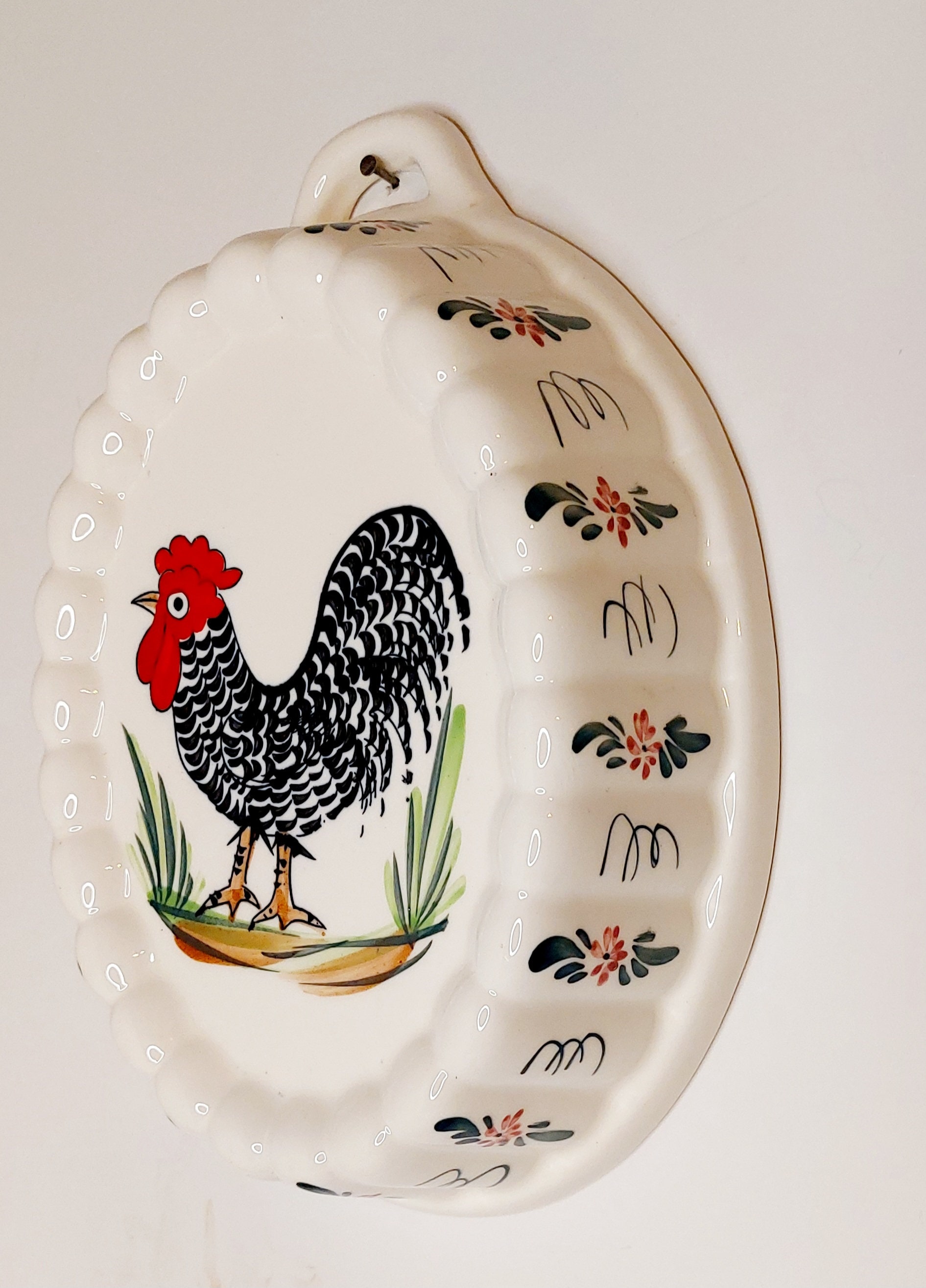 Vintage Enesco Ceramic Rooster Jello Mold Wall Hanging 1982 Japan
