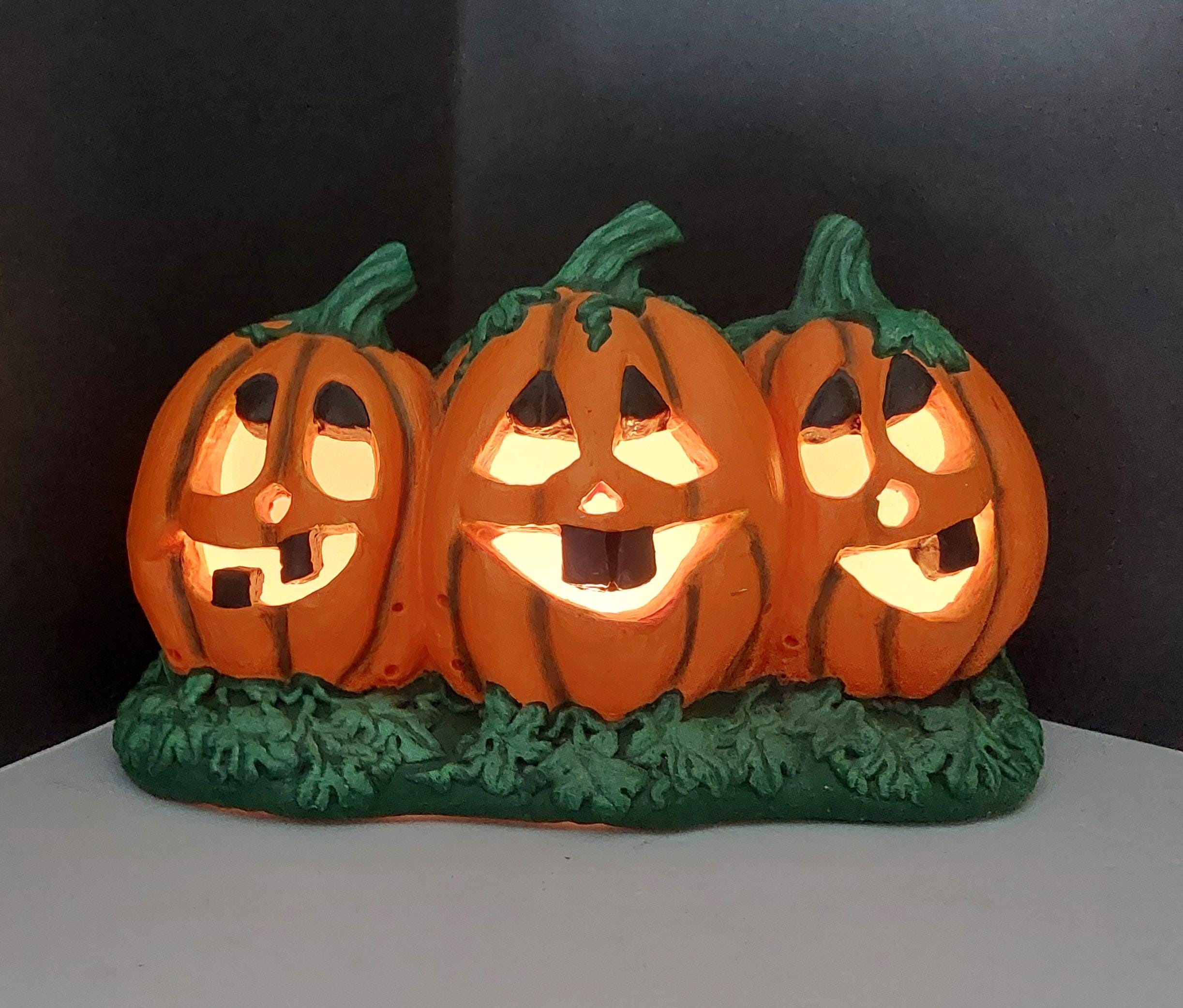Vintage 1990s Halloween Ceramic Jack O Lantern Pumpkin Candle or