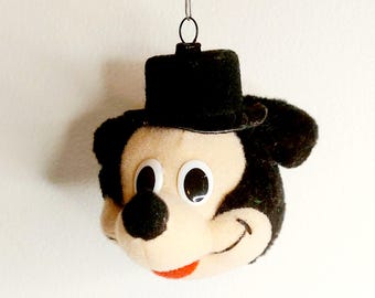 Vintage Disney MICKEY Mouse Head-shaped Plush Ornament, RARE