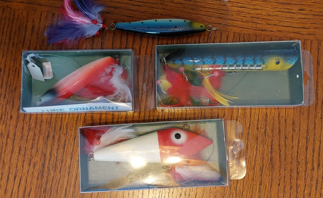 Vintage Dept 57 Fishing Lure Ornaments With Fishing Line Hangers Etsy