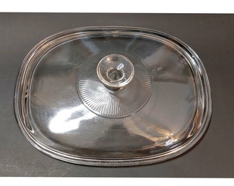 Pyrex clear glass lid only, Ribbed, Oval DC 1.5 C
