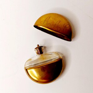 Vintage Midcentury Mary Dunhill Scentinel Brass and Crystal Perfume Bottle, EMPTY