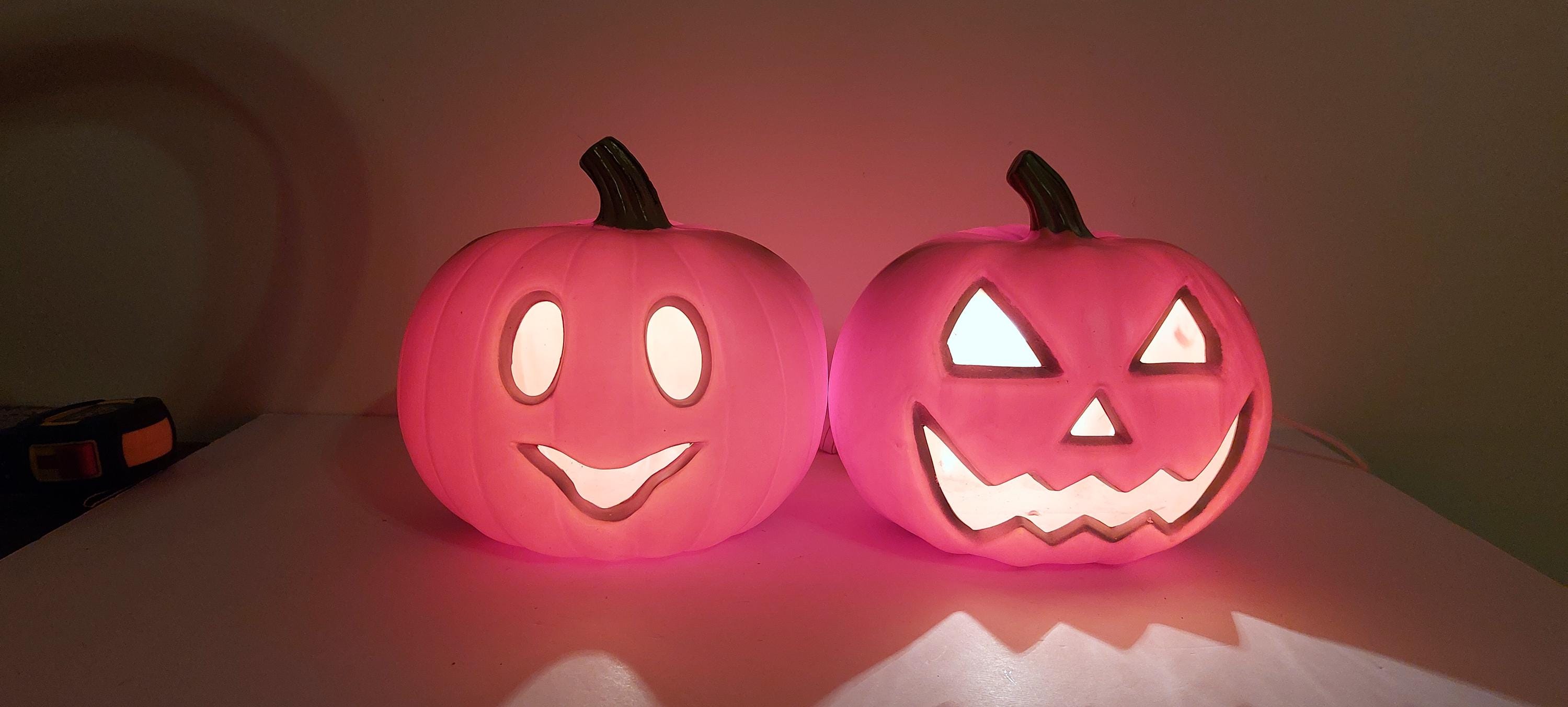 Vintage GEMMY Foam Blow Mold Light up 8 1/2 in Halloween Pumpkin Jack O ...