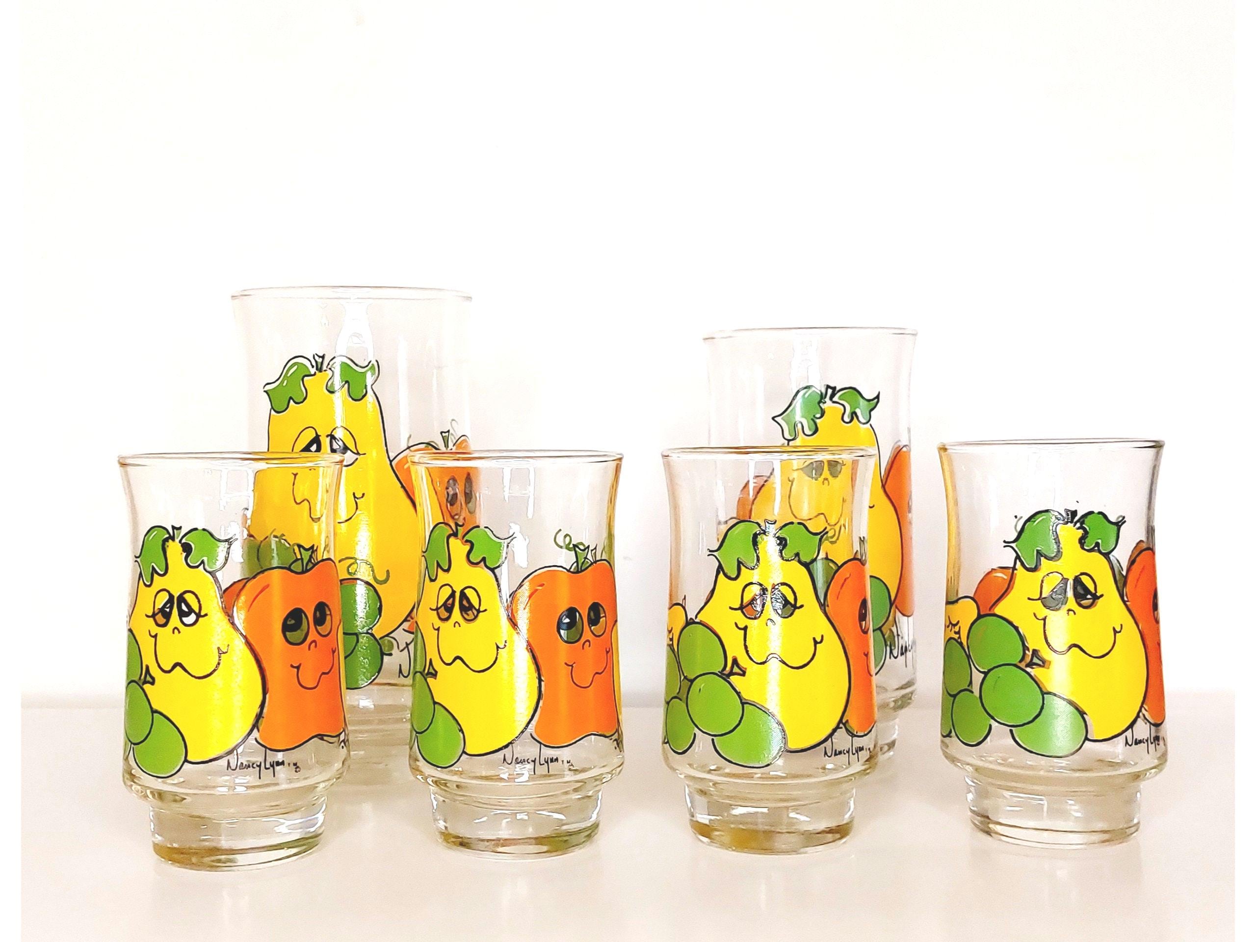 Vintage Nancy Lynn Happy Face Fruit Glasses Retro 70s