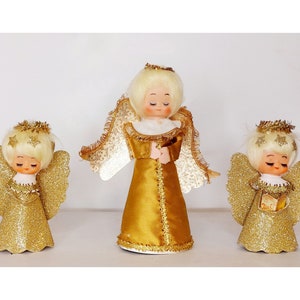 Midcentury Spun Cotton And Cardboard Angels 3 MCM Angels
