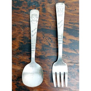 Wm. A. Rogers Oneida Ltd. Silverplate Campbell Soup Kids Silverware, Baby Fork Baby Spoon