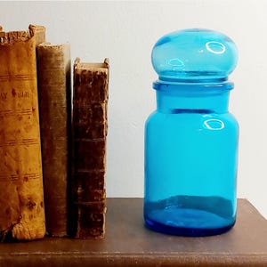 Mid Century Mod Blue Bubble Apothecary Jar Belgium