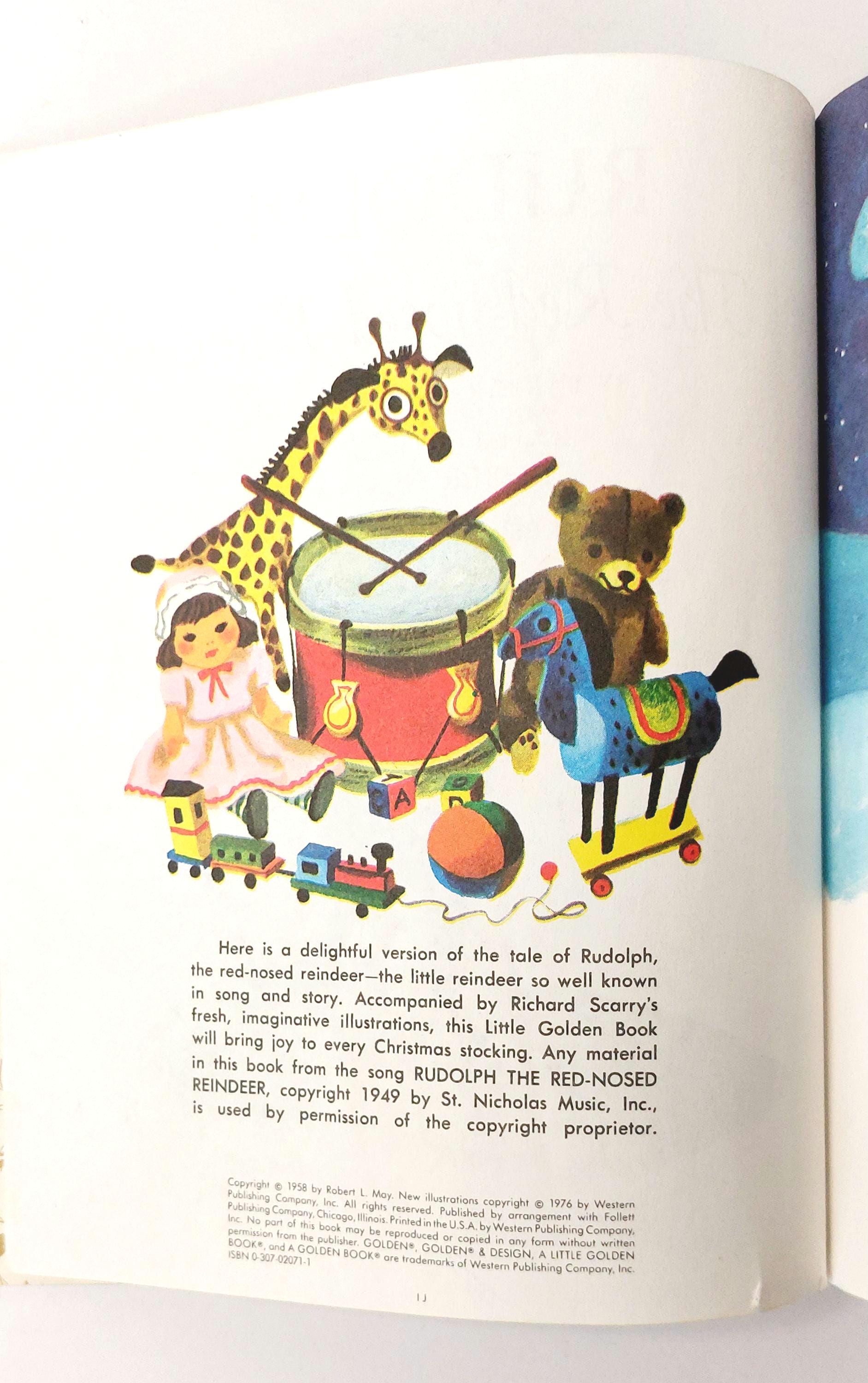 Vintage Rudolph the Red Nosed Reindeer Little Golden Book 1976 - Etsy