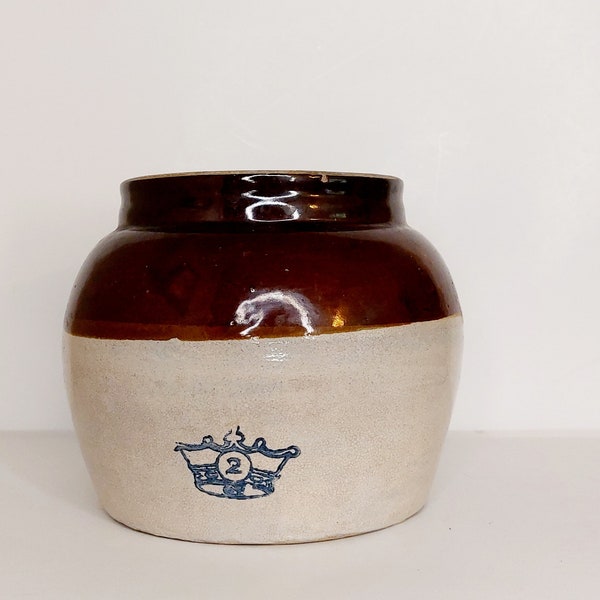 Stoneware Crock Blue Crown Etsy