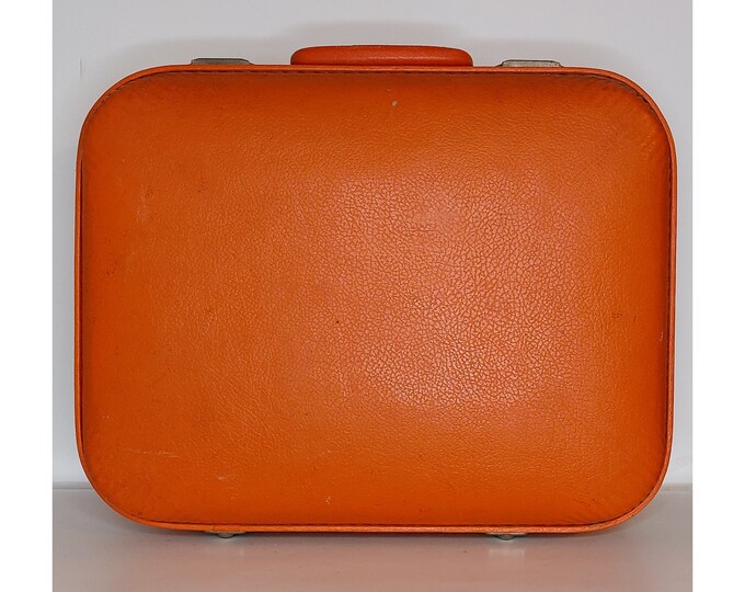 Midcentury Trojan Train Case Suitcase MCM Orange Etsy