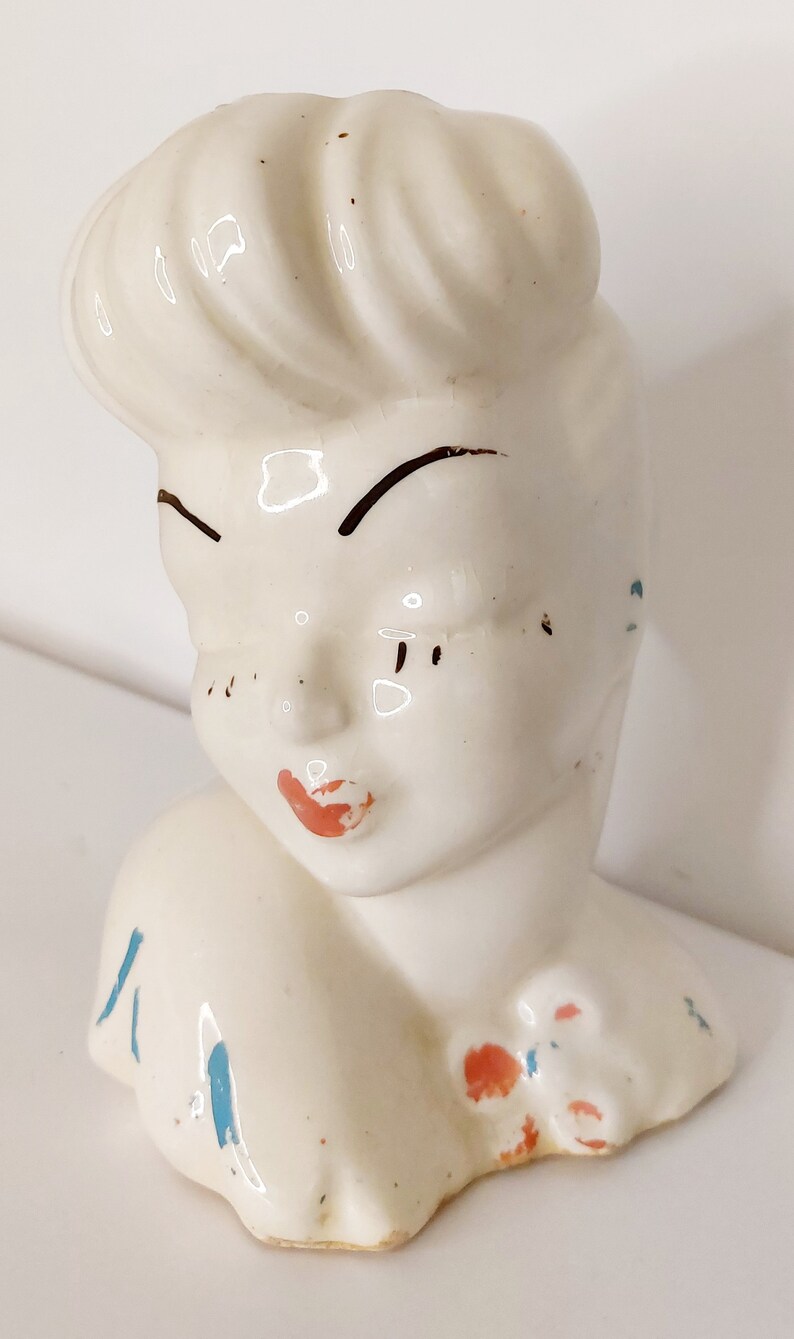 Vintage Lady Head Vase, Vintage Glamour Girl Head Vase, 1950's Lady