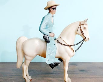 Vintage Midcentury 1950s HARTLAND early Champ Lone Ranger and White Horse with chain